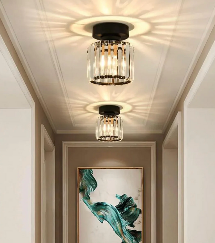 Kristall-Deckenleuchte im Glamour-Stil – moderne Deckenlampe mit transparentem Schirm