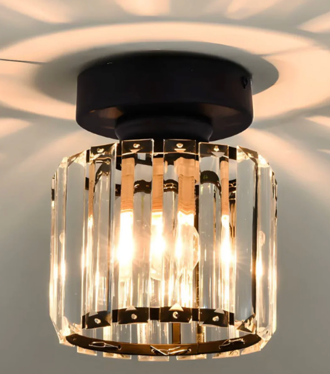 Kristall-Deckenleuchte im Glamour-Stil – moderne Deckenlampe mit transparentem Schirm