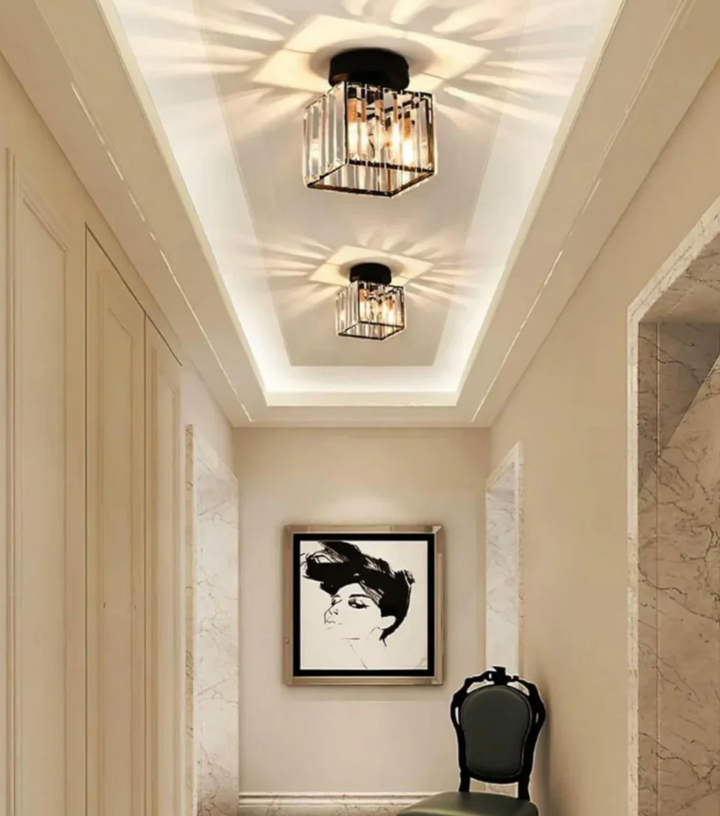 Kristall-Deckenleuchte im Glamour-Stil – moderne Deckenlampe mit transparentem Schirm