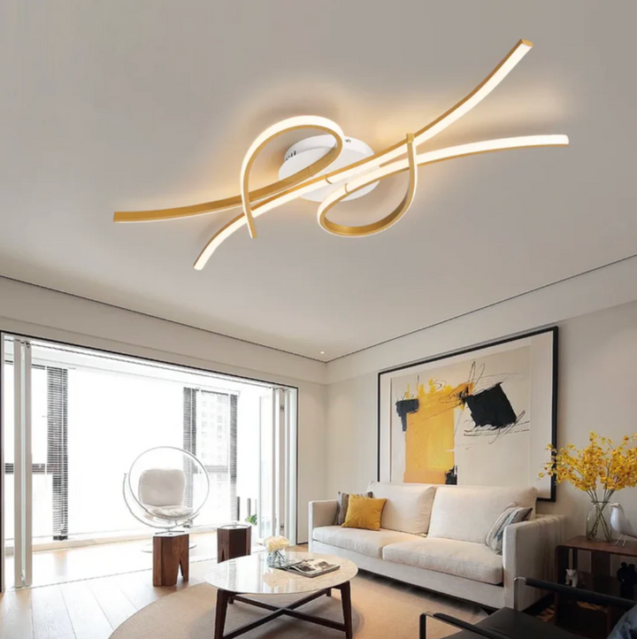 Moderne LED-Deckenleuchte mit geometrischer Lichtlinie