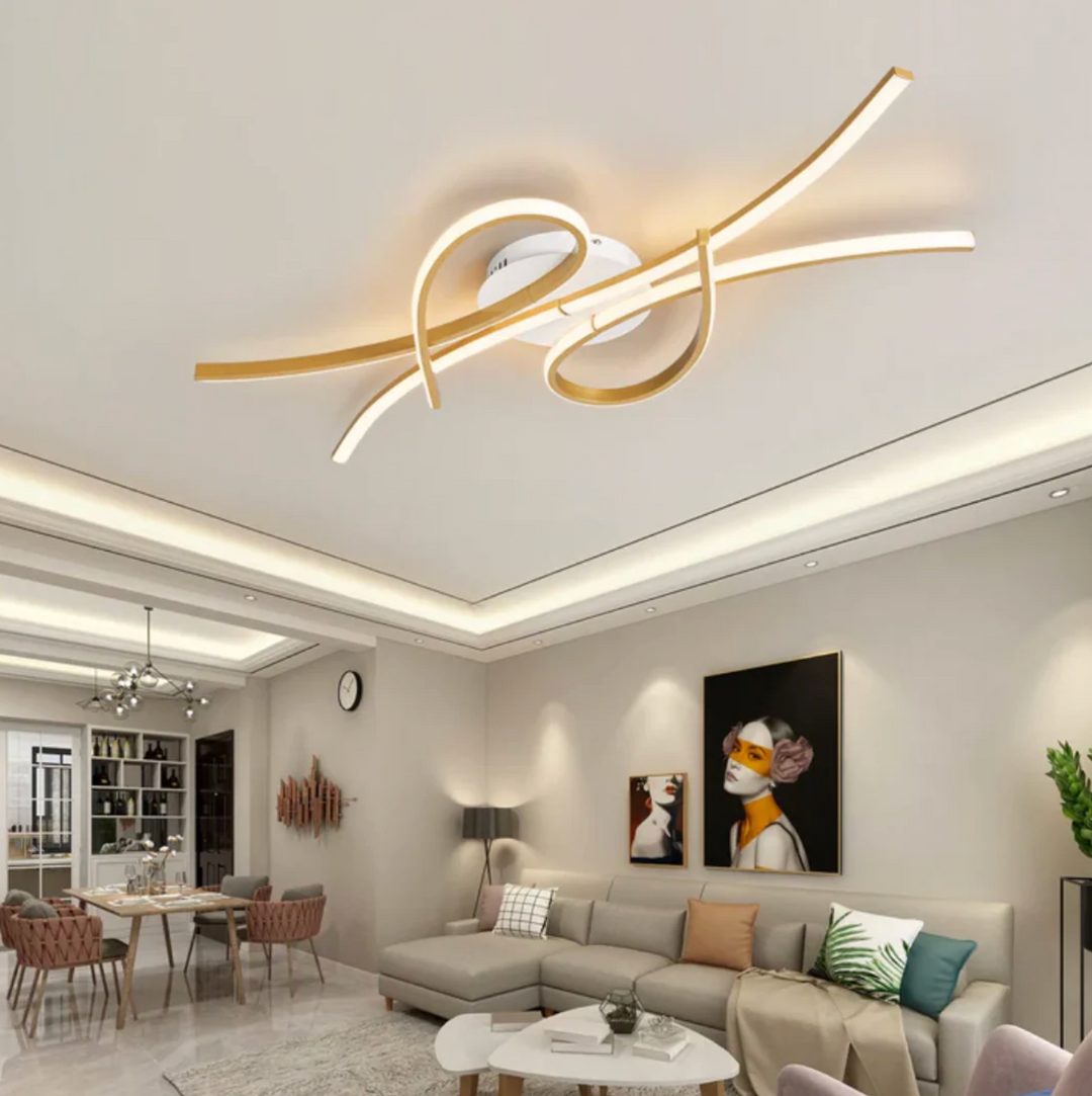 Moderne LED-Deckenleuchte mit geometrischer Lichtlinie
