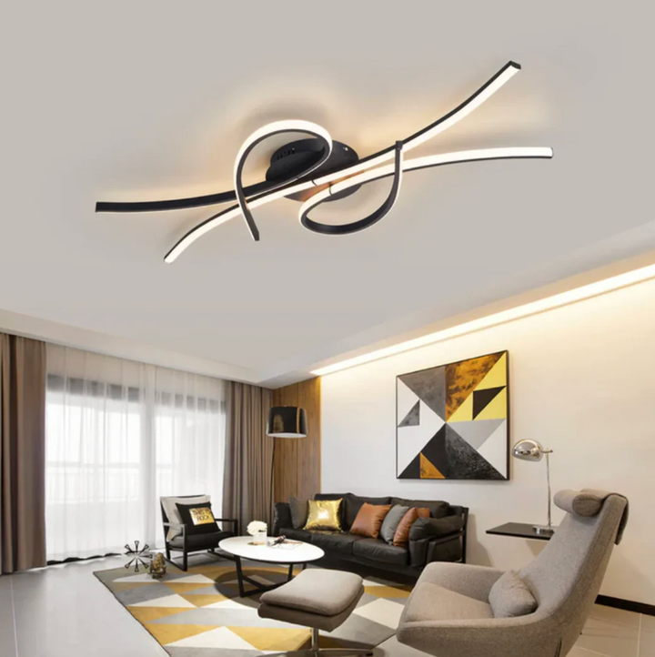 Moderne LED-Deckenleuchte mit geometrischer Lichtlinie