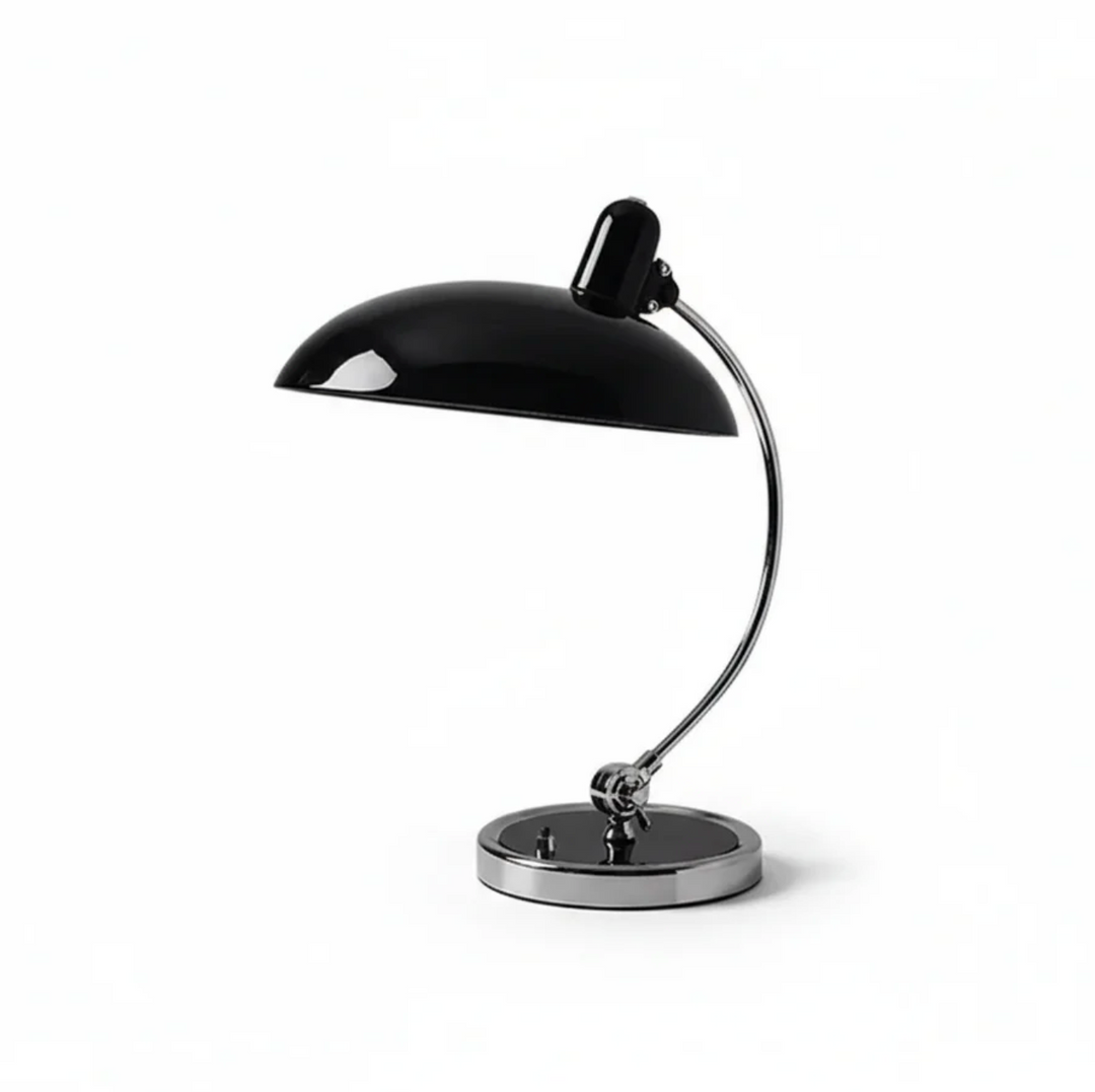 Retro Schreibtischlampe aus Metall mit verchromtem Fuss