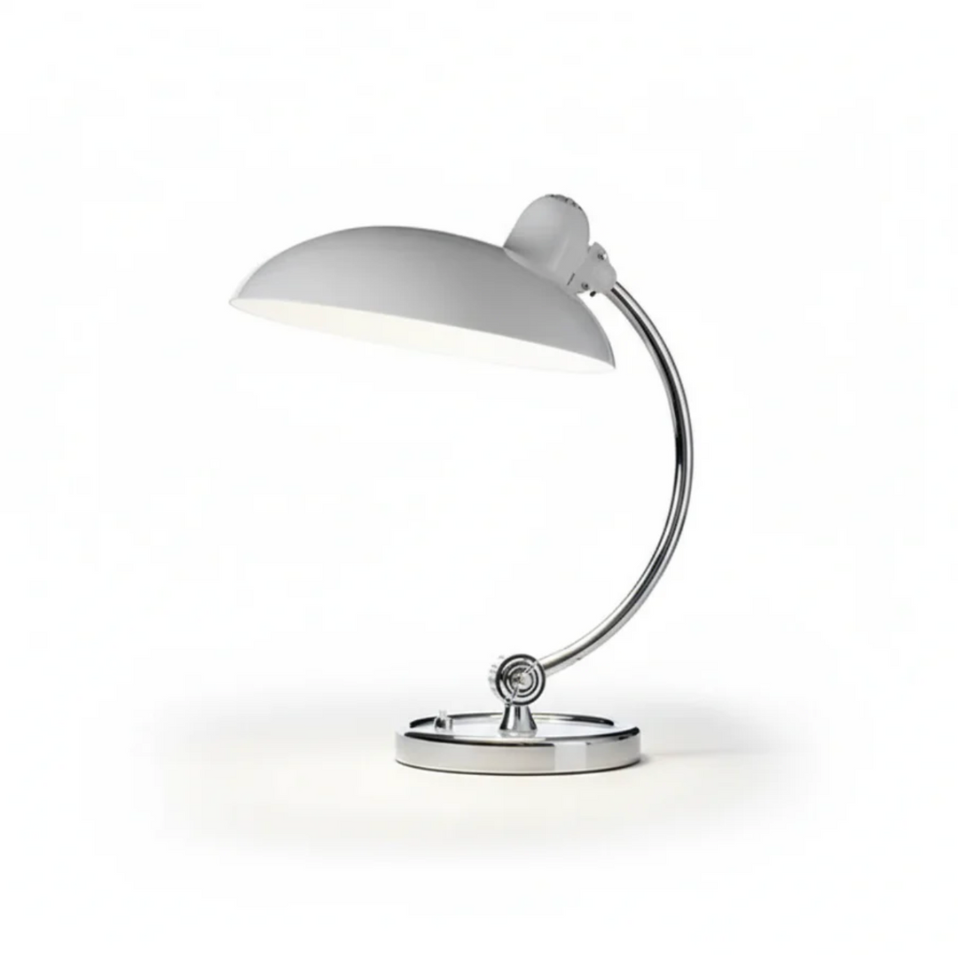 Retro Schreibtischlampe aus Metall mit verchromtem Fuss