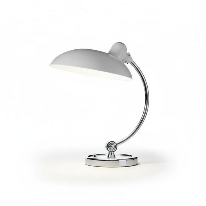 Retro Schreibtischlampe aus Metall mit verchromtem Fuss