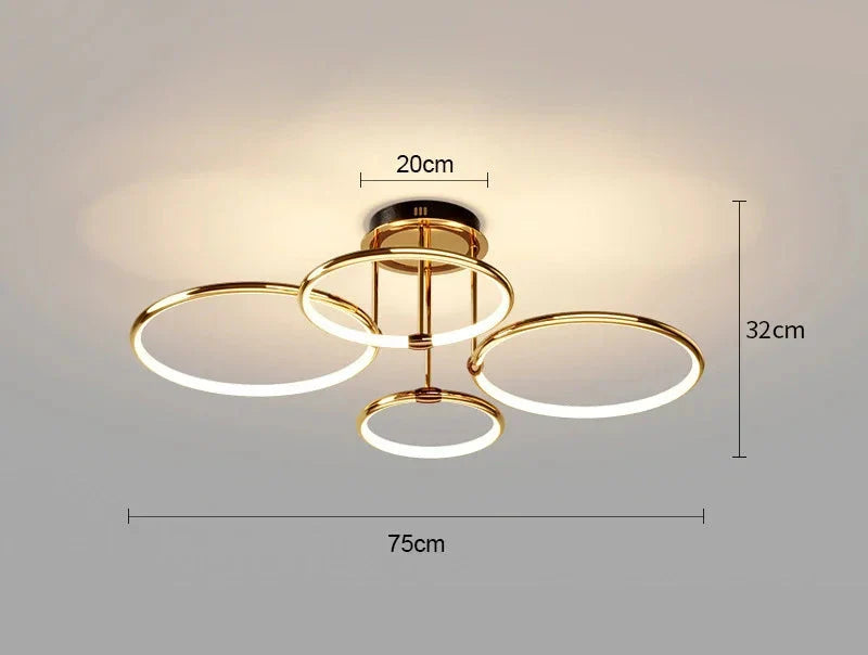 Moderne LED-Deckenleuchte mit Ringen – geometrische Kronleuchter-Form