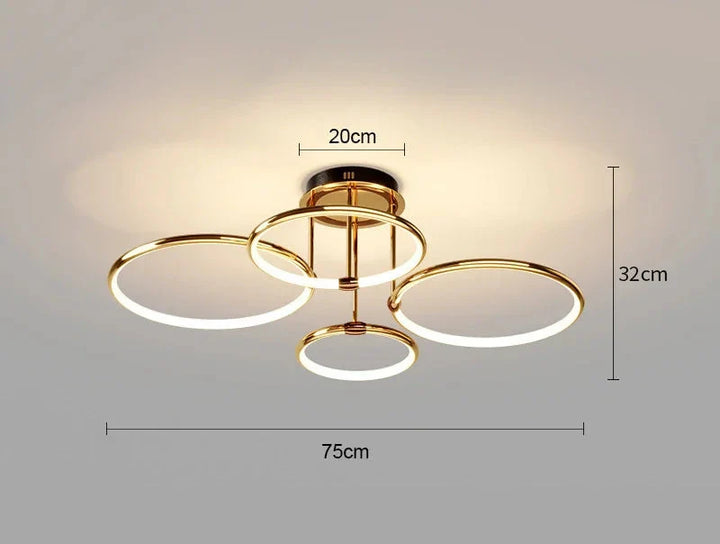 Moderne LED-Deckenleuchte mit Ringen – geometrische Kronleuchter-Form