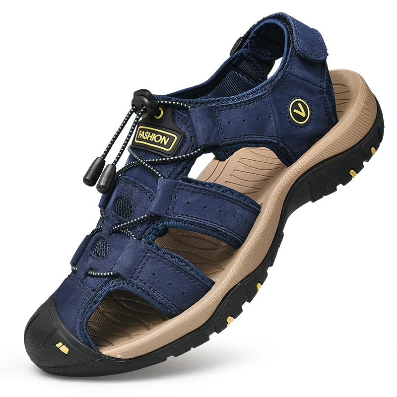 Herren-Outdoor-Sandalen aus Kunstleder mit geschlossenen Zehen