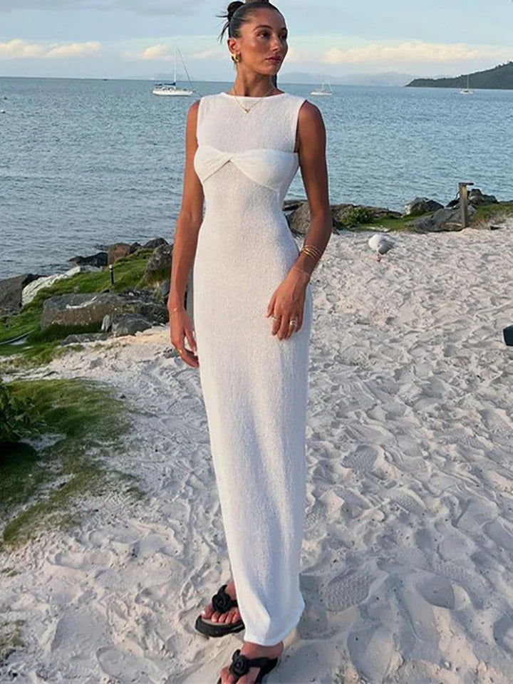 Damen Maxikleid mit Schleife und ärmellos