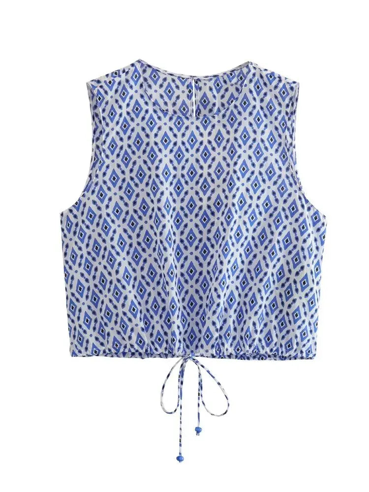 Modisches Damen-Set mit gemustertem Oberteil und Hose