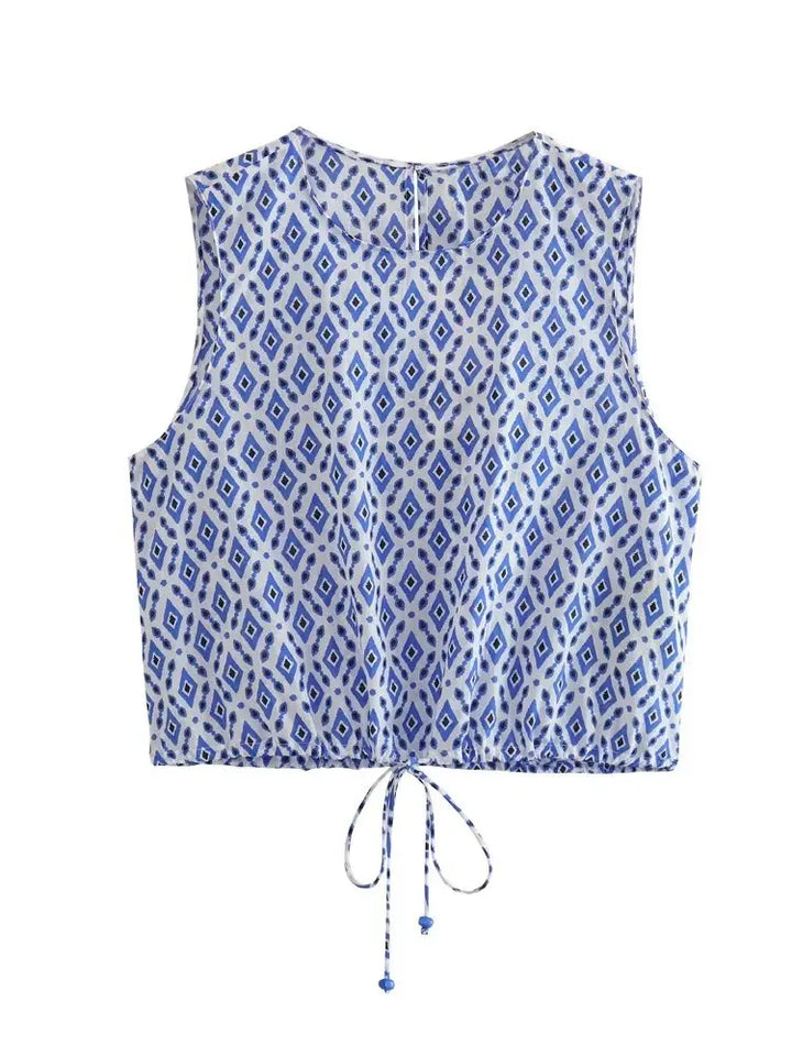 Modisches Damen-Set mit gemustertem Oberteil und Hose