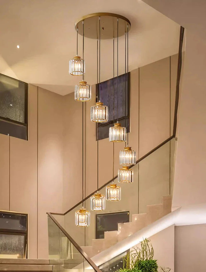 Langer Glas-Kronleuchter für Treppen und Eingangshallen