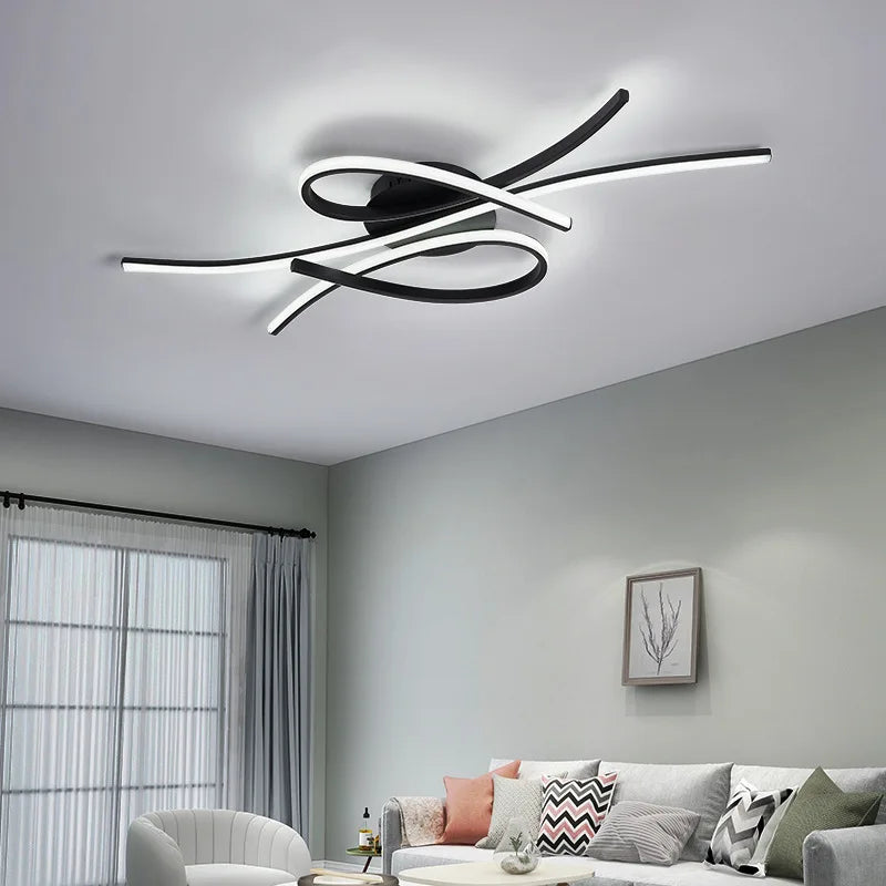 Moderne LED-Deckenleuchte mit geometrischer Lichtlinie