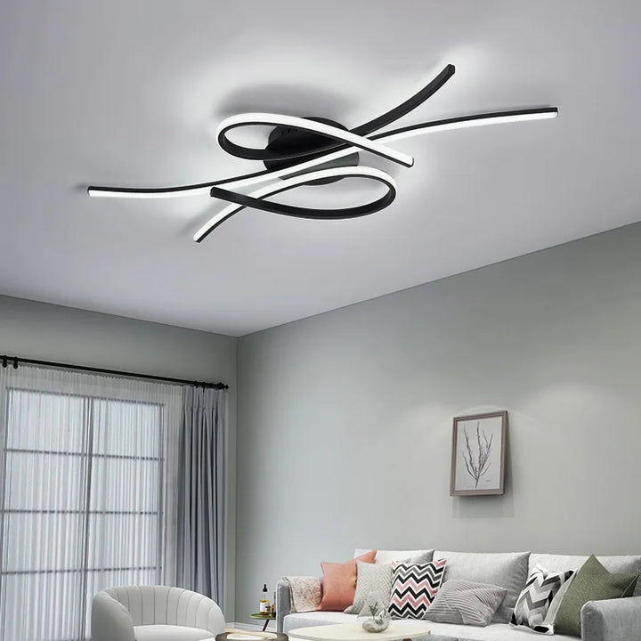 Moderne LED-Deckenleuchte mit geometrischer Lichtlinie