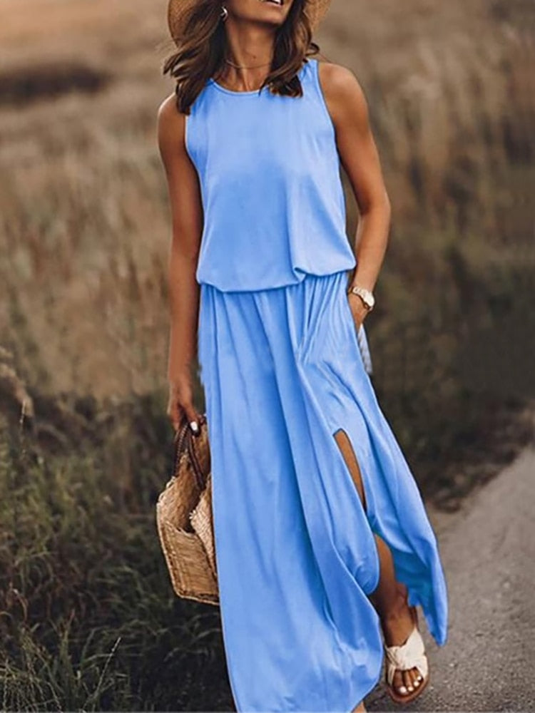 Ärmelloses Sommer-Maxikleid