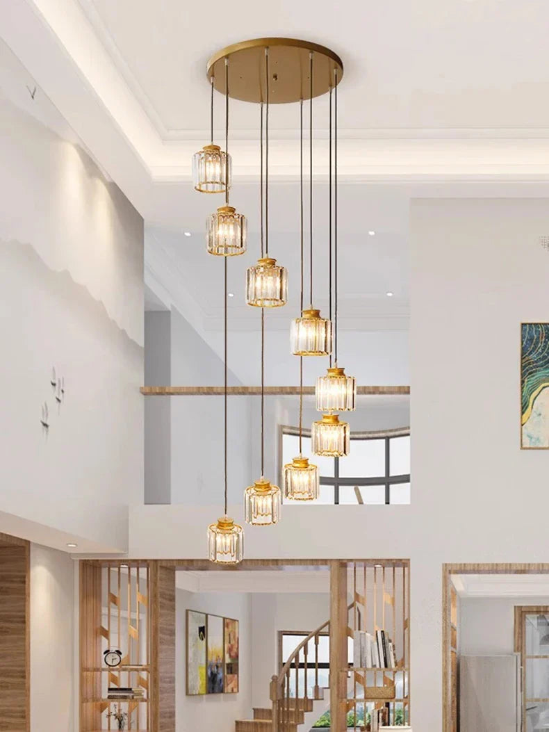 Langer Glas-Kronleuchter für Treppen und Eingangshallen