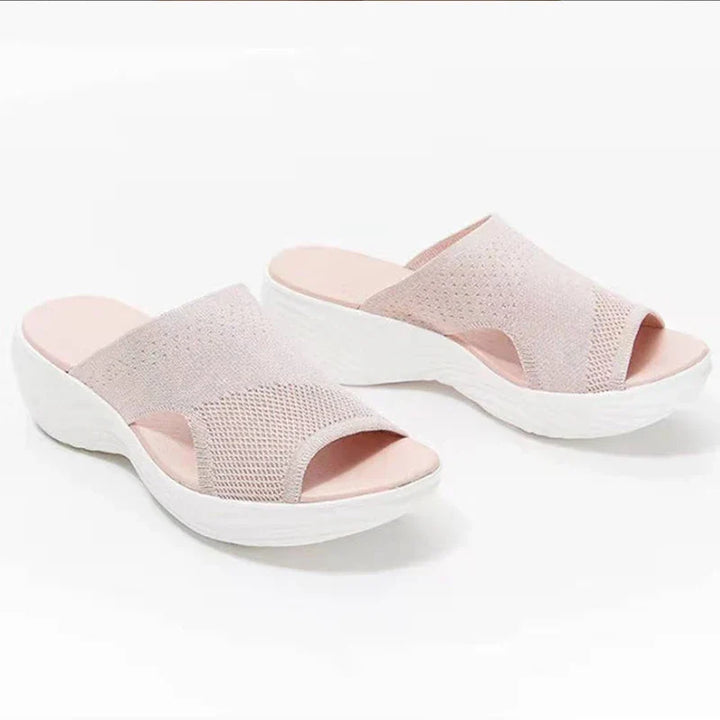 Damen-Plateau-Sandalen aus Stretch-Stoff
