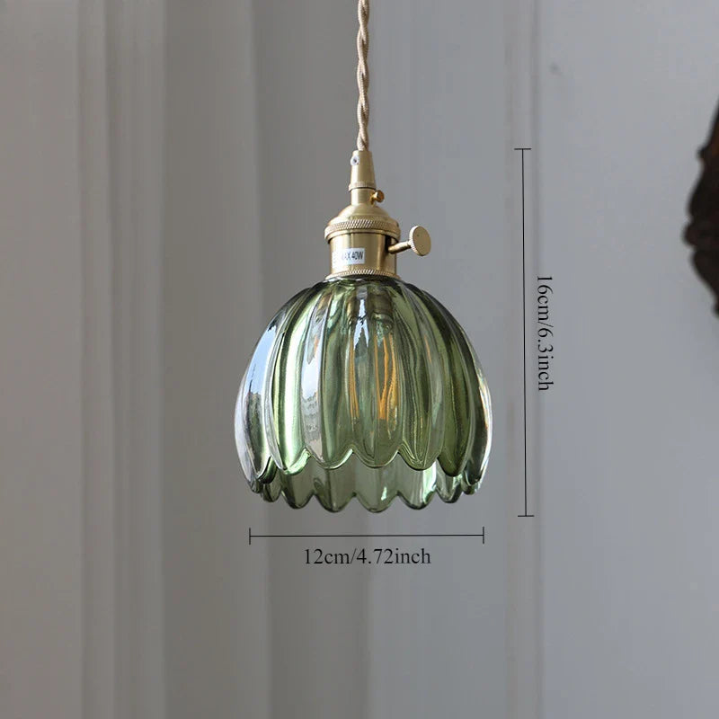 Retro-Wandleuchte mit Tulpenförmigem Glasschirm und Goldenem Finish