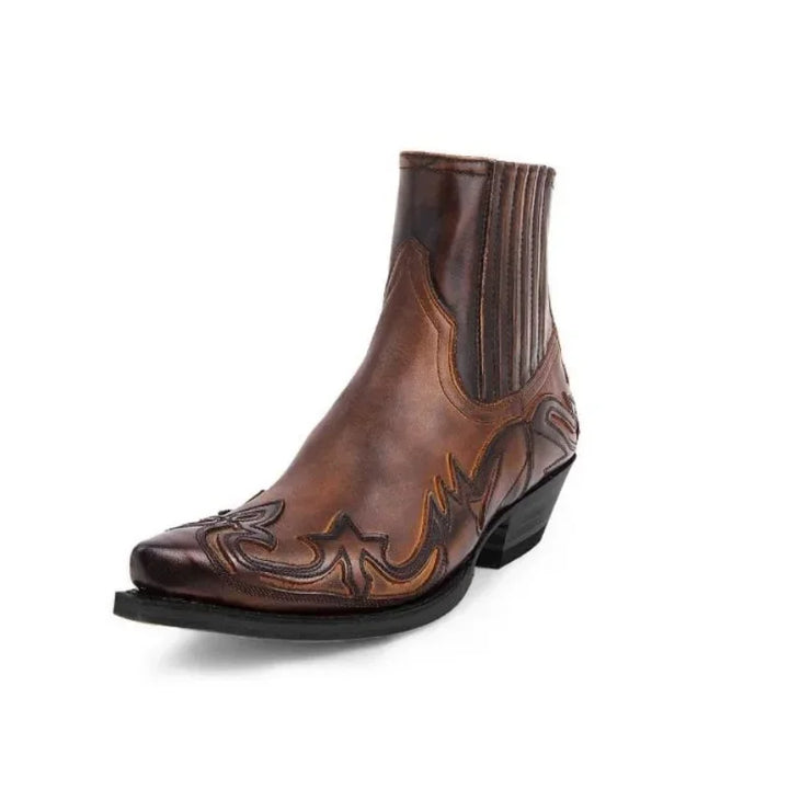 Unisex-Cowboystiefeletten aus Kunstleder mit Western-Prägung