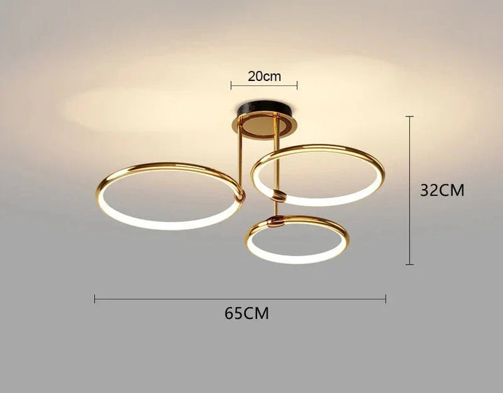 Moderne LED-Deckenleuchte mit Ringen – geometrische Kronleuchter-Form