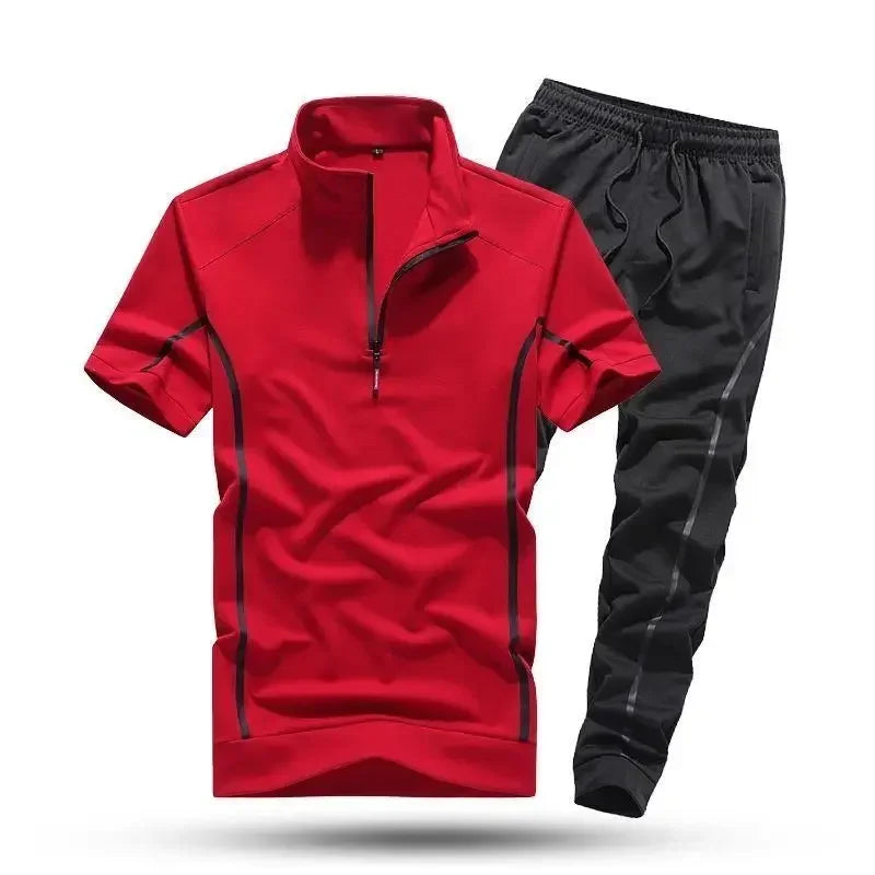 Herren Sport-Set mit kurzem Ärmel und langer Hose