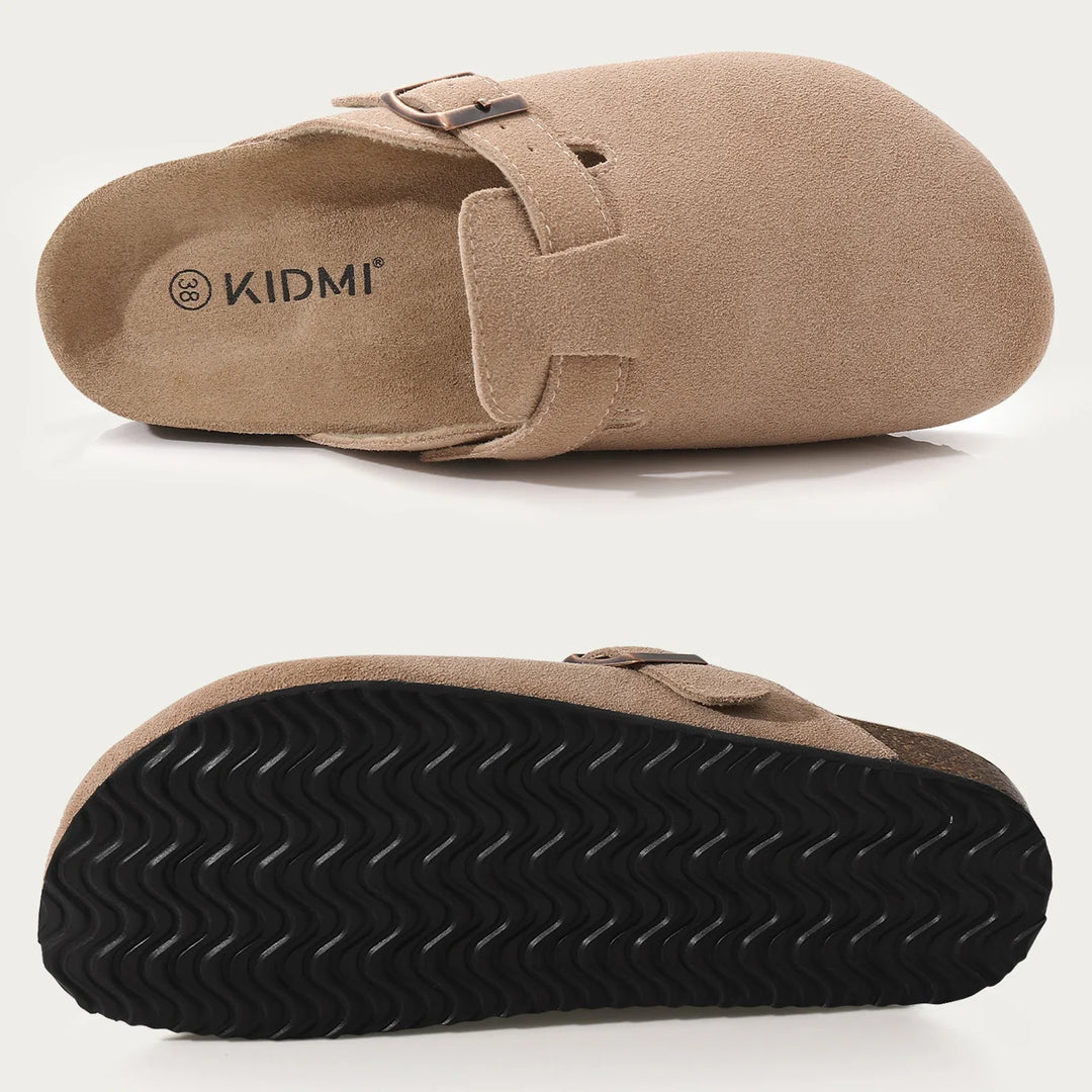 Damen-Sandalen aus Wildleder mit Korksohle