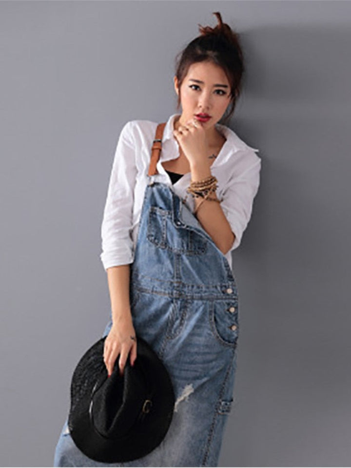 Denim-Garderobenkleid mit Fransen