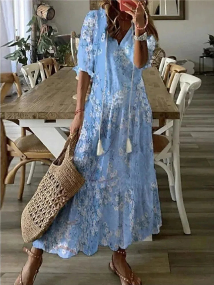 Luftiges Damen Maxikleid mit Blumenmuster