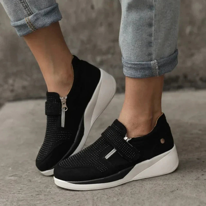 Damen-Orthopädische Sneakers mit Reißverschluss und verstellbarem Riemen