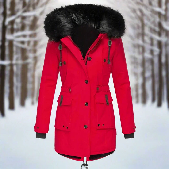 Damen-Winterparka mit Kapuze und Fellbesatz