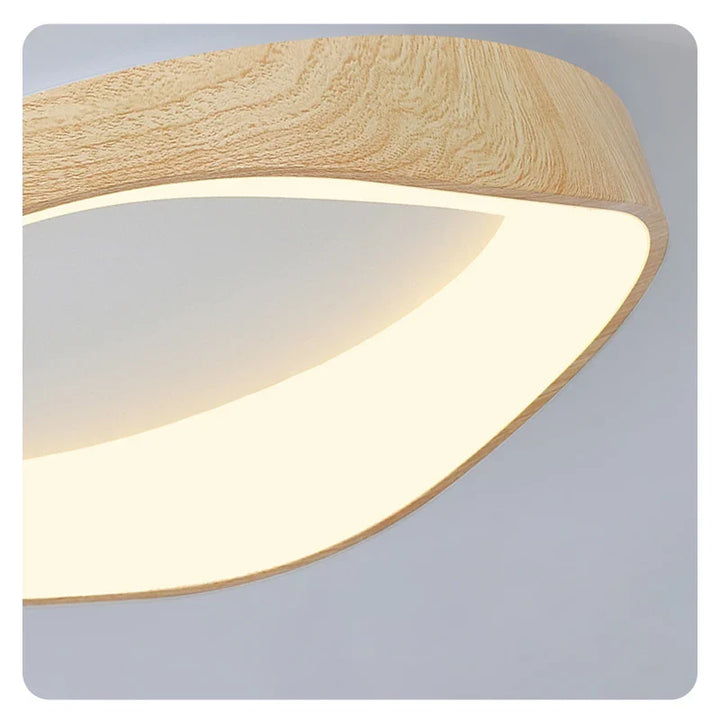 Skandinavische LED-Deckenleuchte – Moderne Aufbauleuchte mit Holzoptik