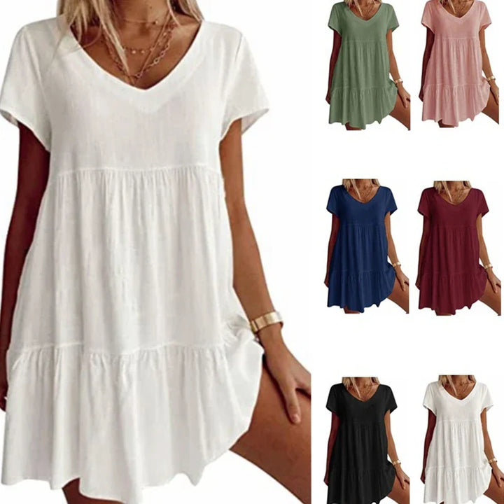 Luftiges Sommer-Minikleid mit V-Ausschnitt