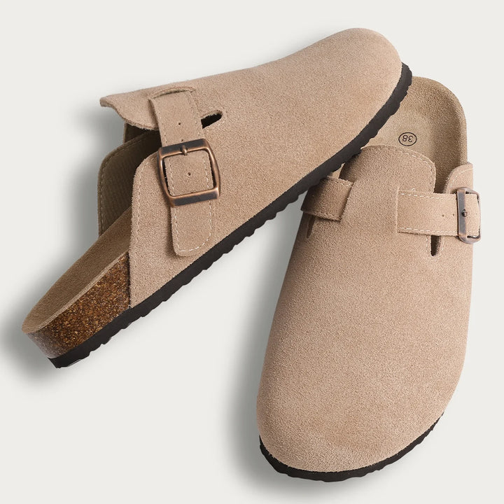 Damen-Sandalen aus Wildleder mit Korksohle