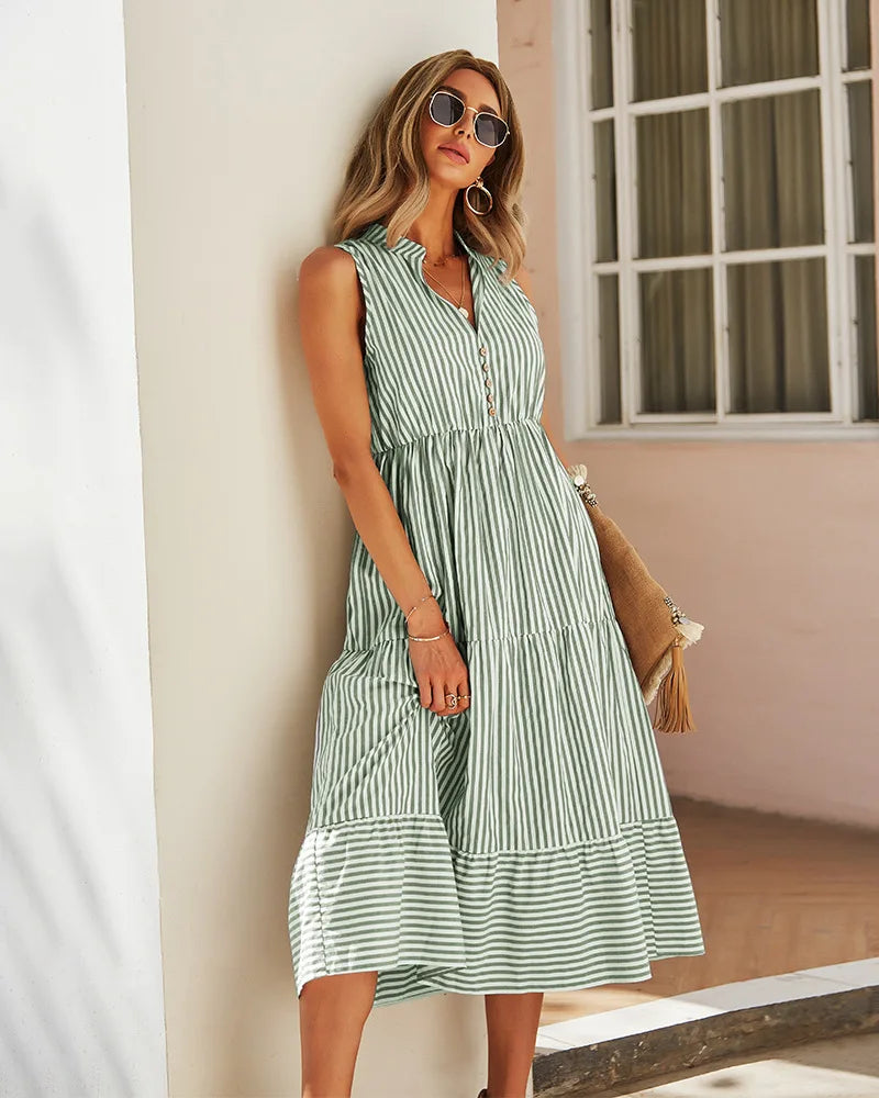 Gestreiftes Sommer-Midikleid