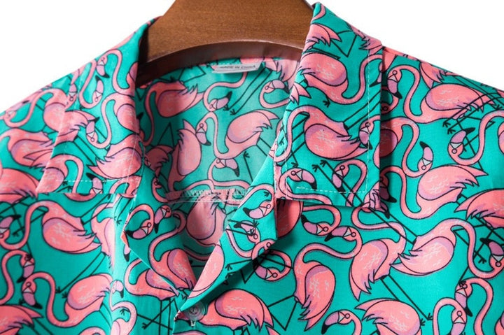 Kurzärmeliges Flamingo-Hemd für Männer