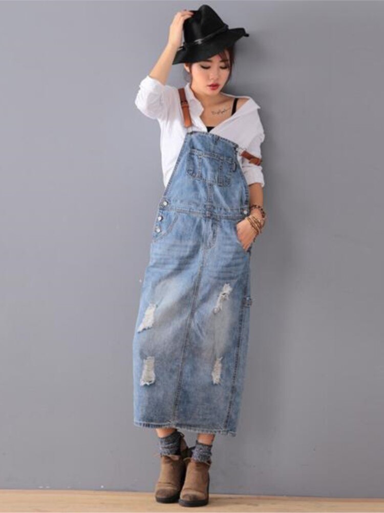 Denim-Garderobenkleid mit Fransen