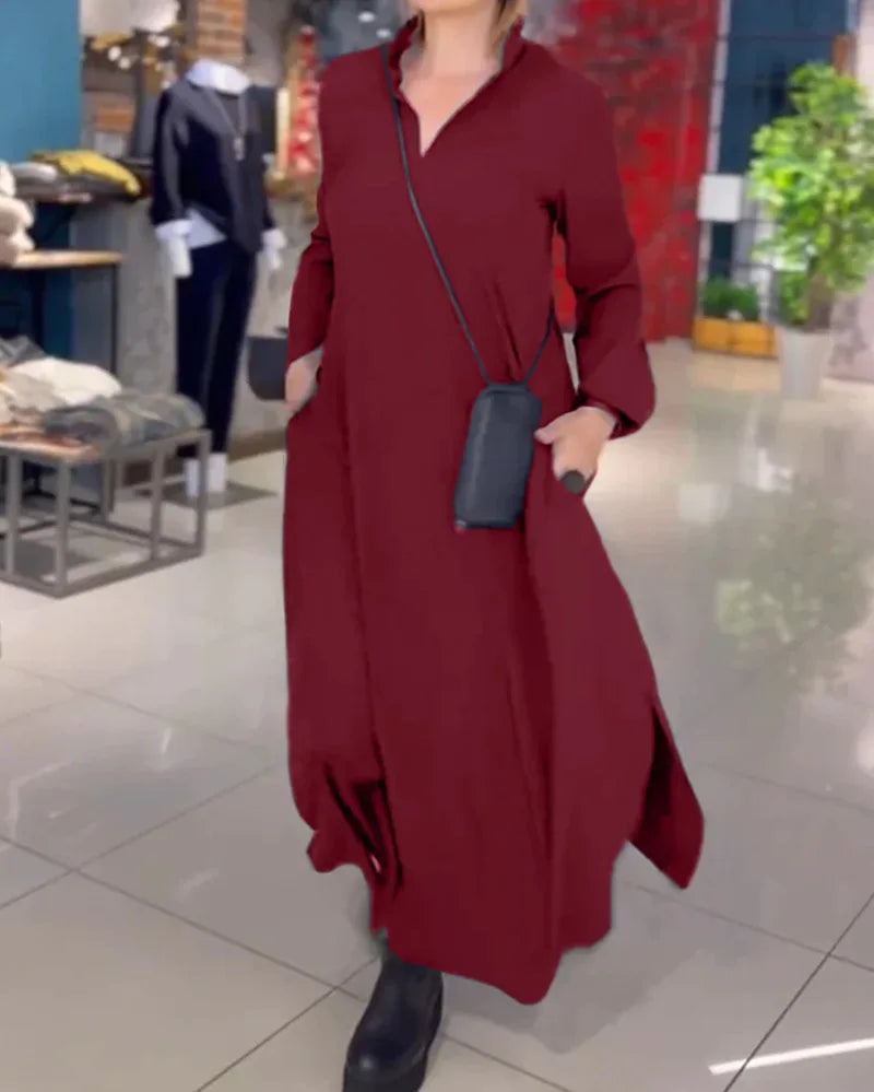 Elegantes langes Kleid mit Taschen