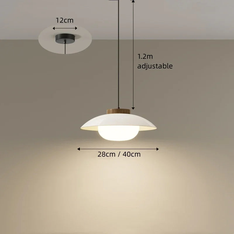 Moderne Glas-Pendelleuchte mit Holzakzent – Minimalistisches Design