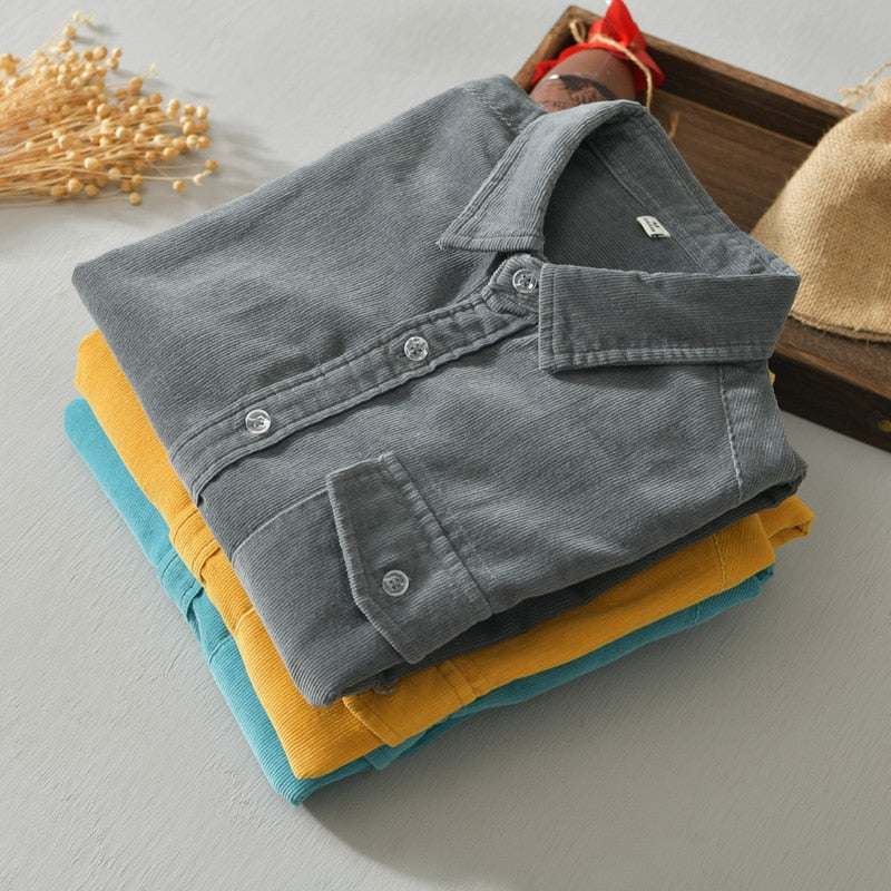 Herren Cord-Langarmhemd