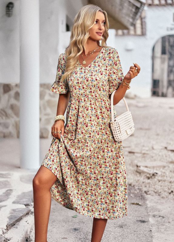Elegantes Midikleid für Damen mit Blumenmuster