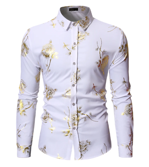 Elegantes Herrenhemd mit Goldblumenmuster