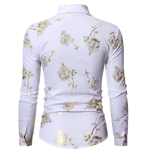 Elegantes Herrenhemd mit Goldblumenmuster