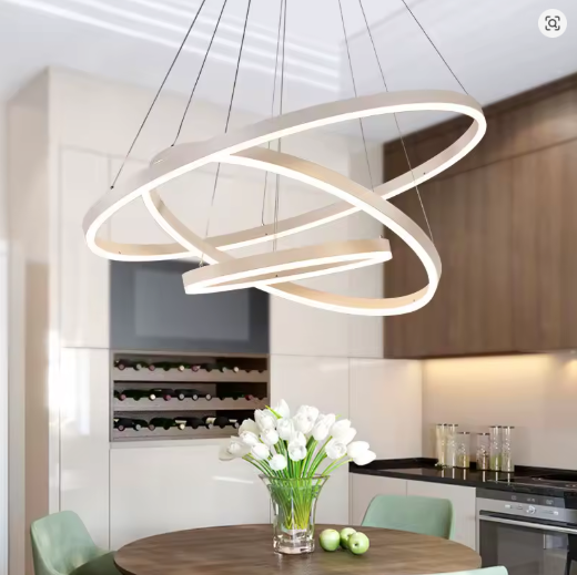 Moderne LED-Pendelleuchte mit 3D-Ringkomposition