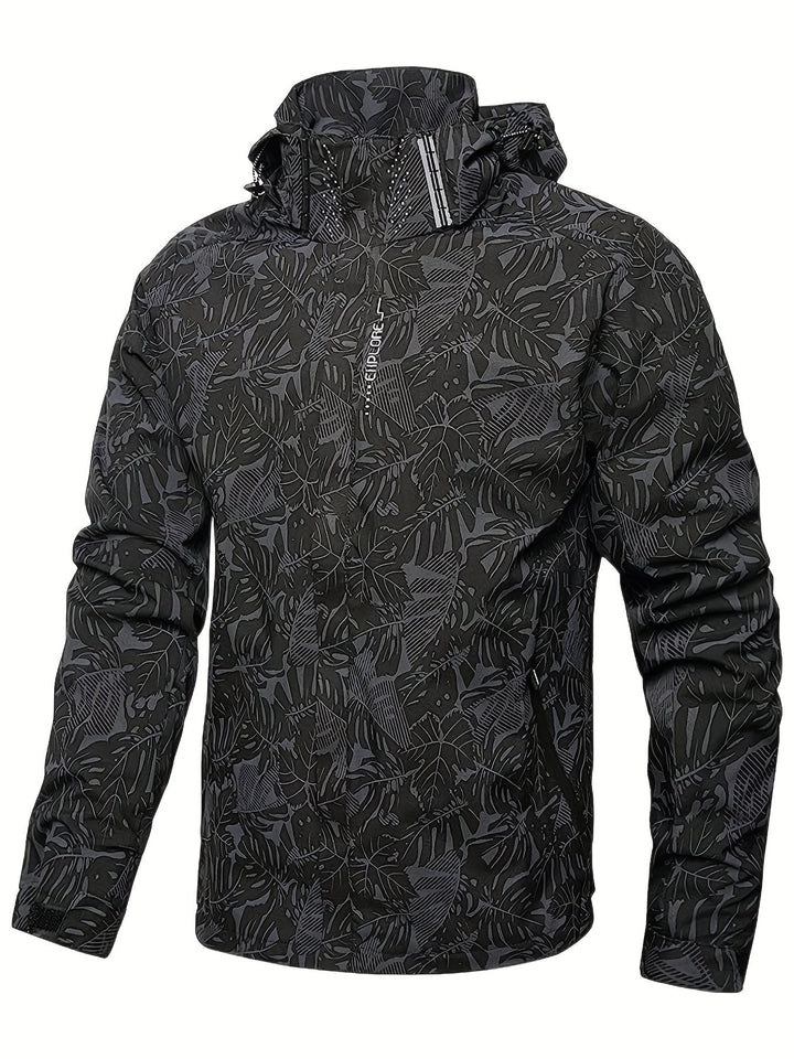 Herren Übergangsjacke wasserdicht mit Kapuze und Blättermuster