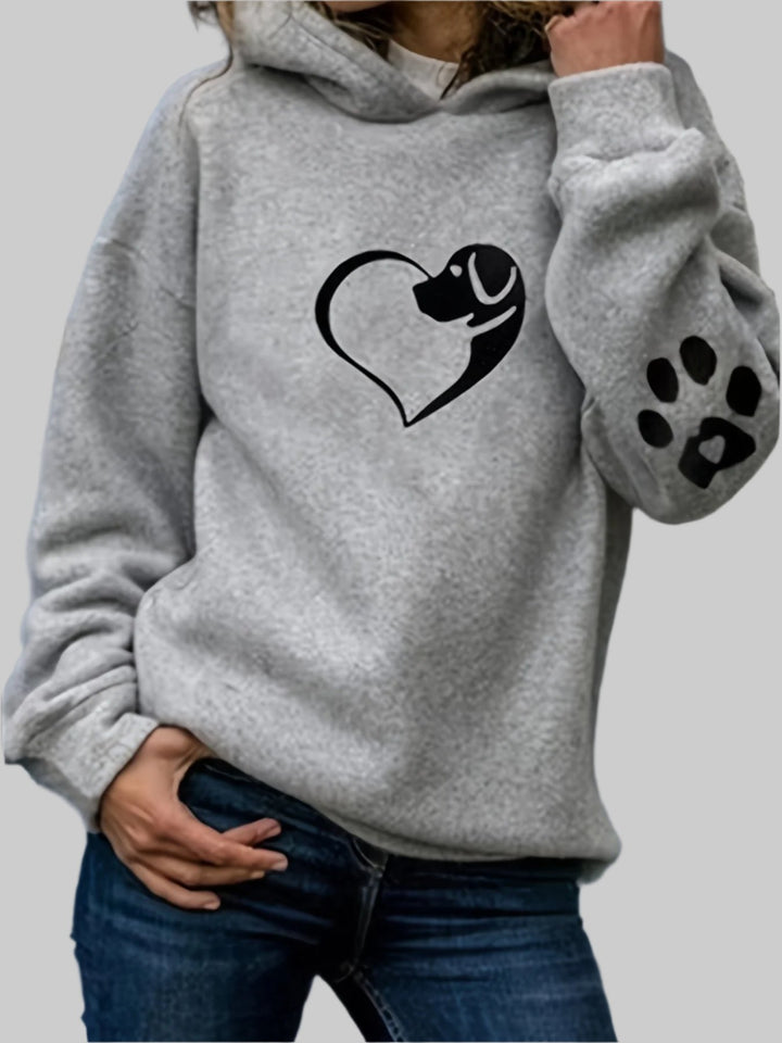 Damen-Kapuzenpullover mit Hundemotiv und Pfote