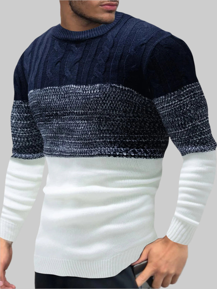 Herrenpullover mit Farbverlauf und gerippten Abschlüssen