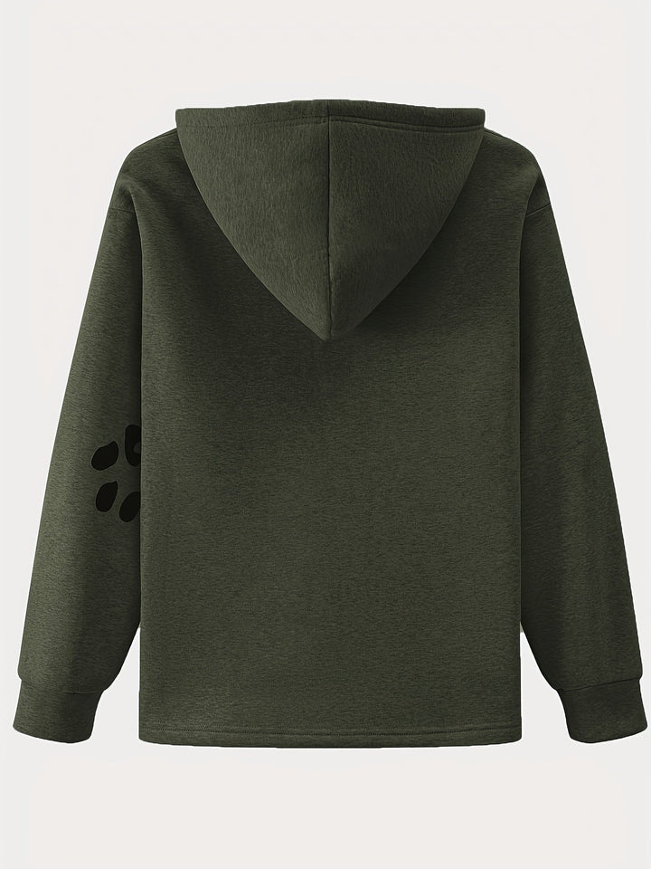 Damen-Kapuzenpullover mit Hundemotiv und Pfote