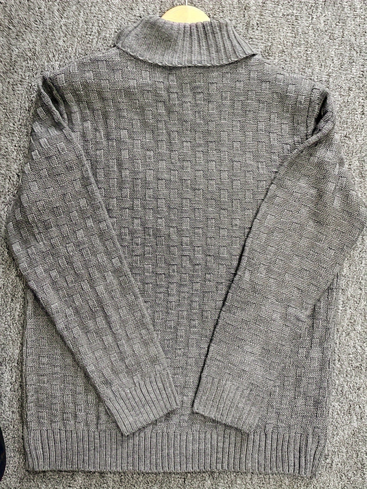 Herren-Strickpullover mit grobem Muster und Knopfkragen