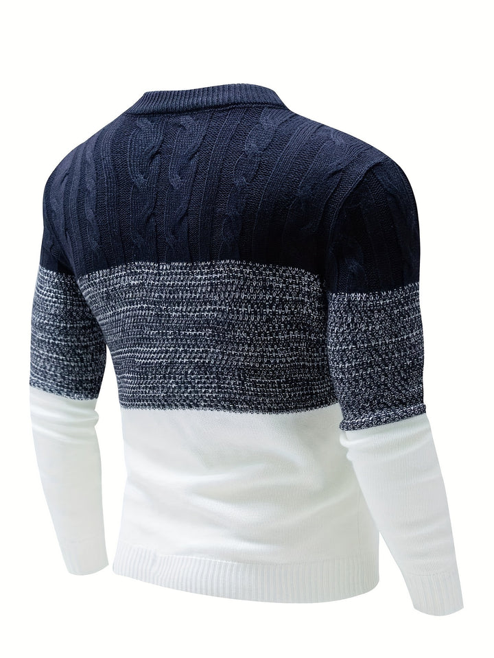 Herrenpullover mit Farbverlauf und gerippten Abschlüssen