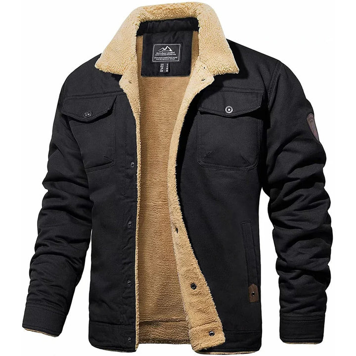 Herren-Winterjacke mit Kragen und Fellfutter
